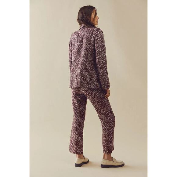New Free People Maggie Suit Set BLAZER & PANTS $268 SIZE 2 Plum Floral - Picture 3 of 4